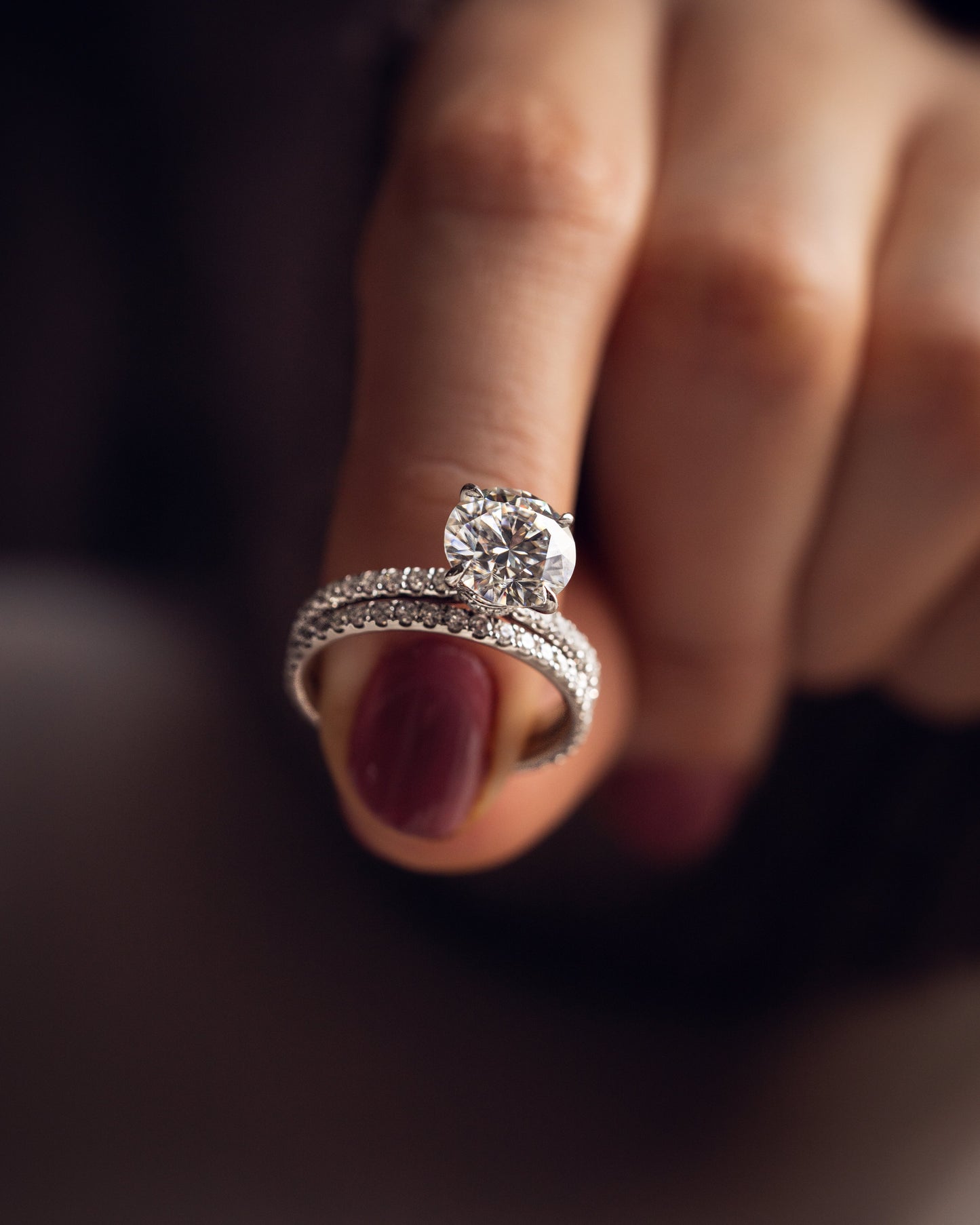 1.9 CT Round Hidden Halo Pave Lab Grown Diamond Engagement Ring