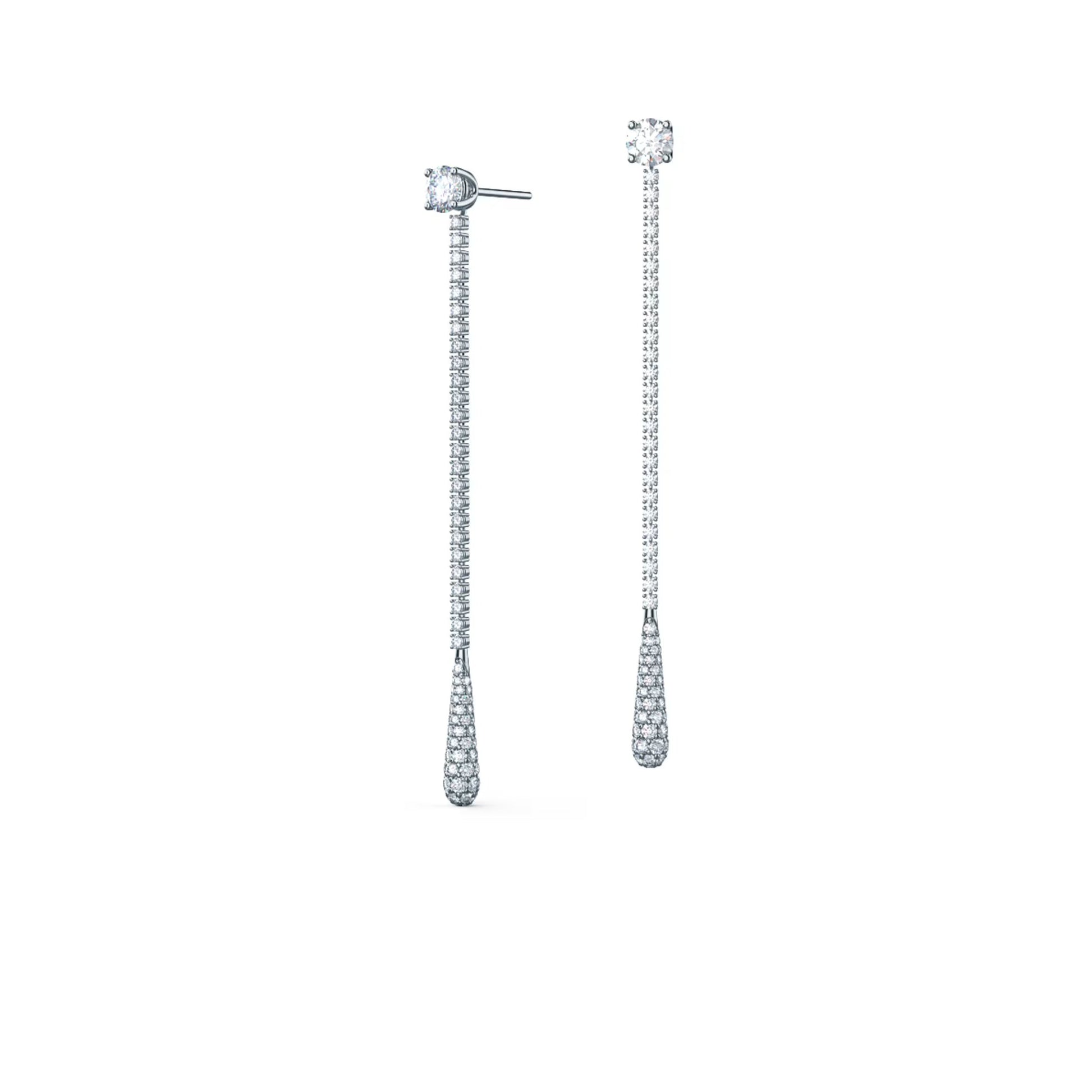 3.0 TCW Round Cut Moissanite Drop Dangler Earrings in Gold 6