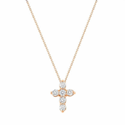 0.50 TCW Round Cut Moissanite Diamond Cross Pendant Necklace in Solid Gold 2