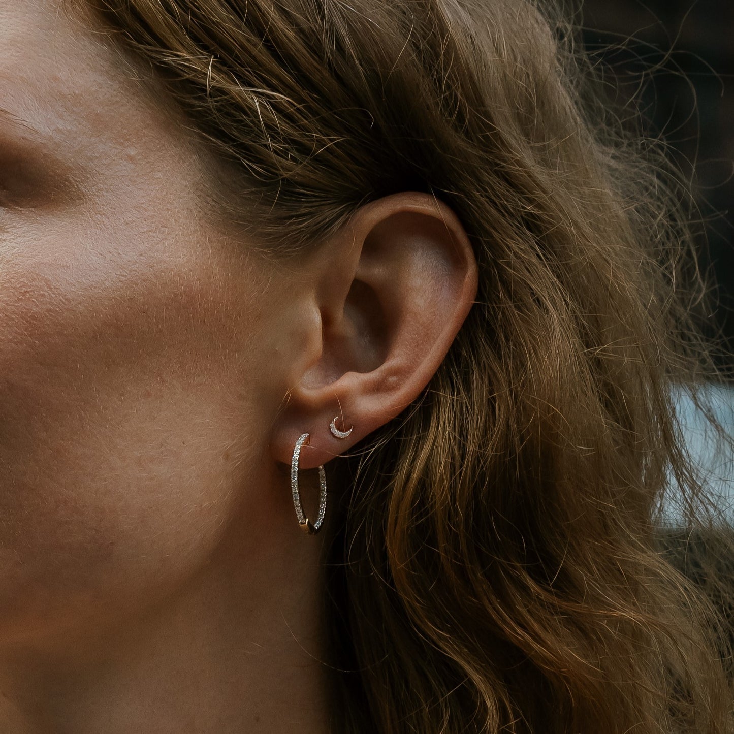 0.55 TCW Round Cut Moissanite Hoops Earrings in Gold 3