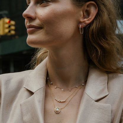 0.30 TCW Round Moissanite Diamond Cluster Pendant Necklace in Solid Gold 2