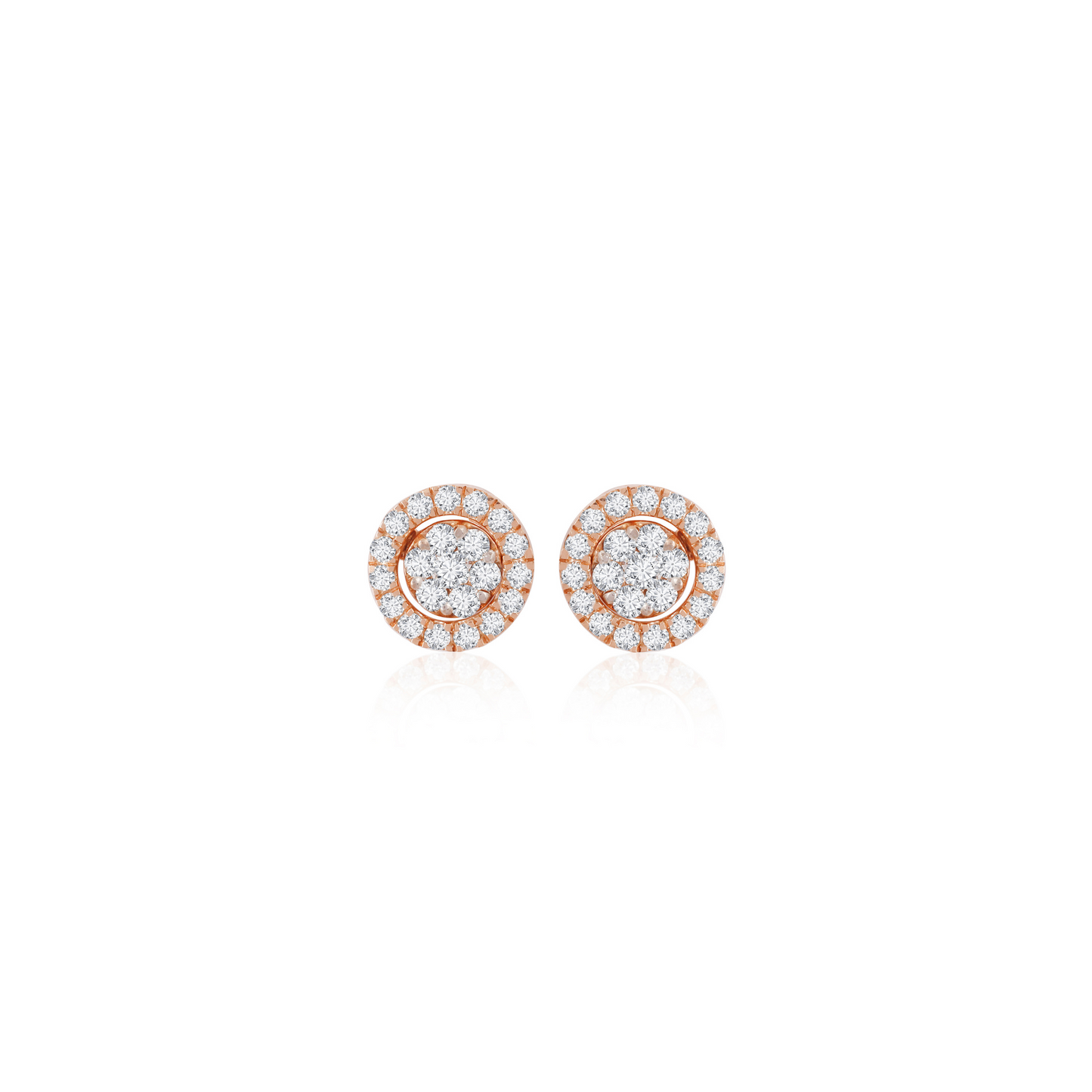 0.57 TCW Round Cut Moissanite 3 in one Halo, Stud & Dangler Earrings in Gold 1