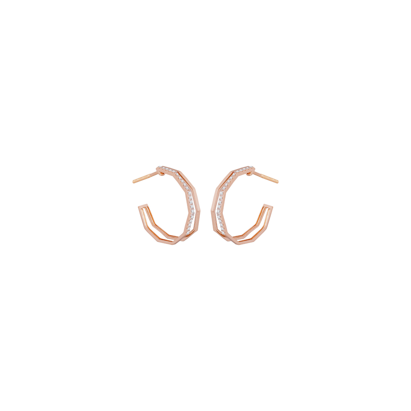 0.80 TCW Round Cut Moissanite double Hoops Earrings in Gold 3