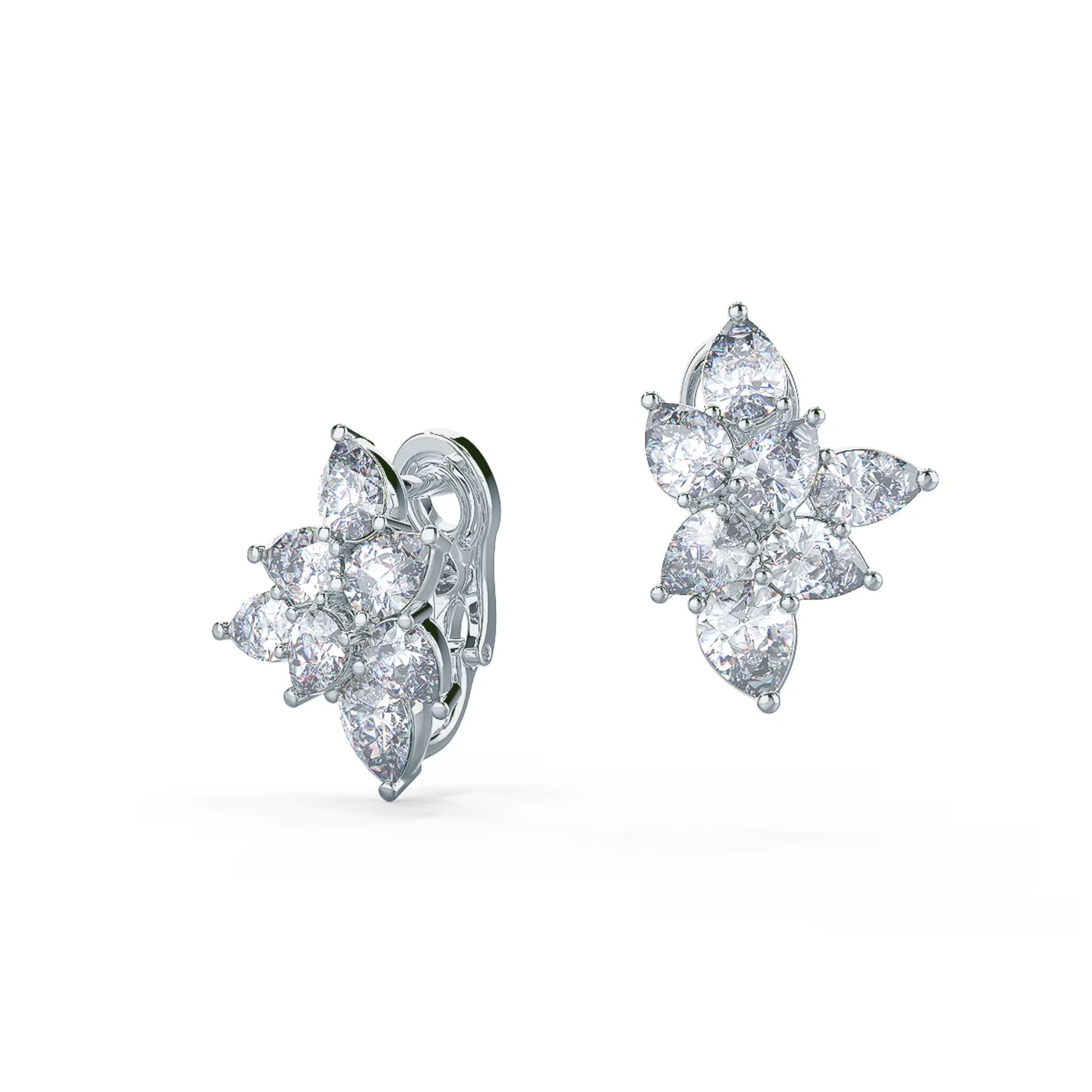 0.50 TCW Pear Moissanite Cluster Stud Earrings in Gold 2