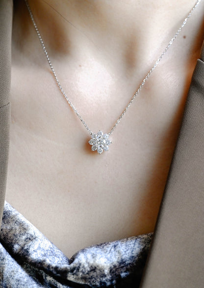 0.50 TCW Round Moissanite Diamond Halo Pendant Necklace in Solid Gold 2