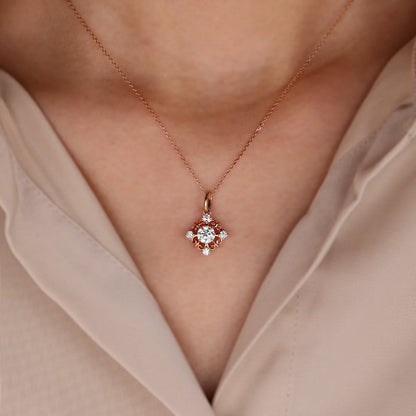 2.20 TCW Round Moissanite Diamond Snowflake Pendant Necklace in Solid Gold 5