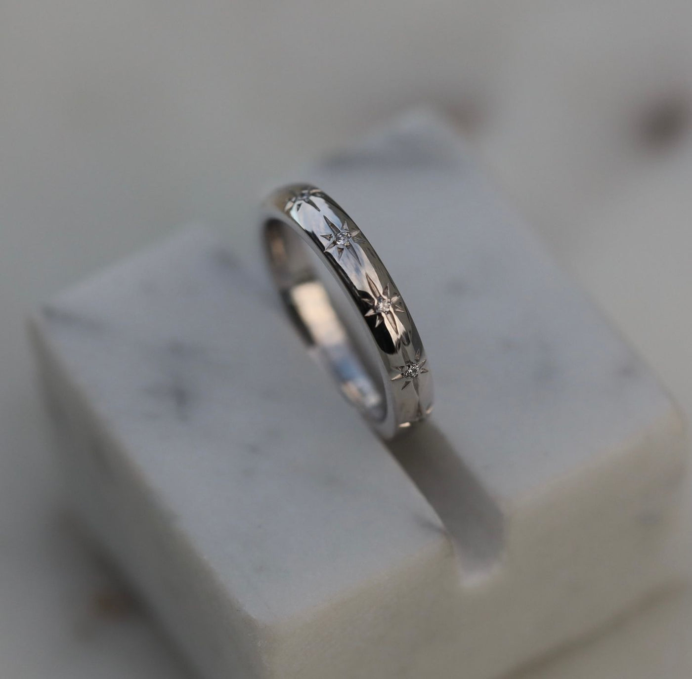 0.10 CT Round Flush Setting CVD Diamond Wedding Band (US Size 4.5 Ready To Ship)