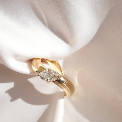 0.5 CT East West Marquise Cut Solitaire Lab Grown Diamond Engagement Ring