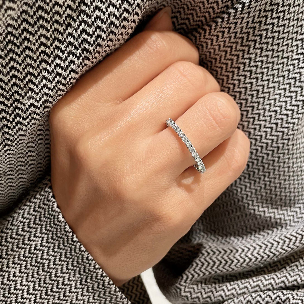 Free Moissanite Stackable Silver Wedding Band (Not For Direct Sale)