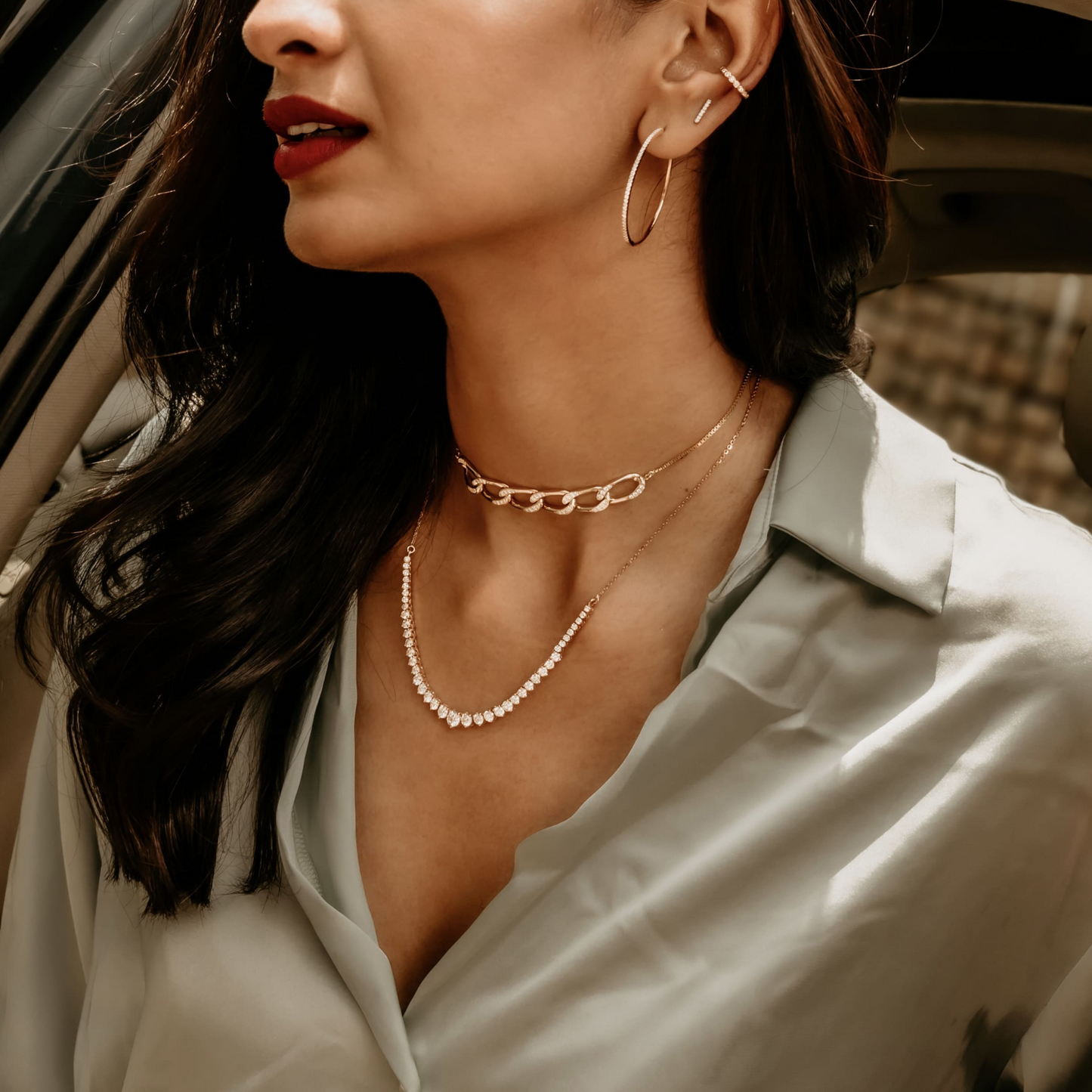 0.70 TCW Round Cut Moissanite Hoops Earrings in Gold 3