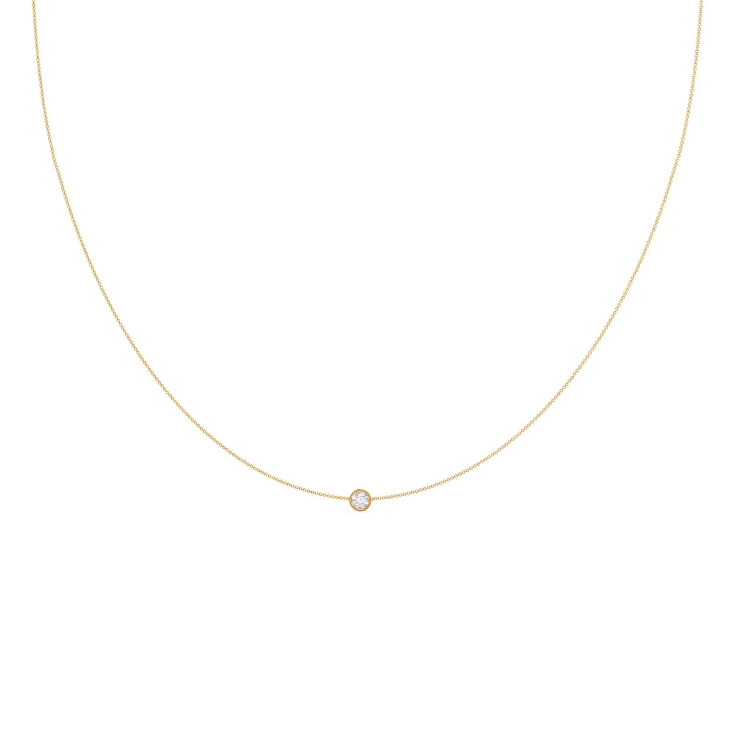 0.10 CT Round Moissanite Diamond Bezel Pendant Necklace in Solid Gold 4