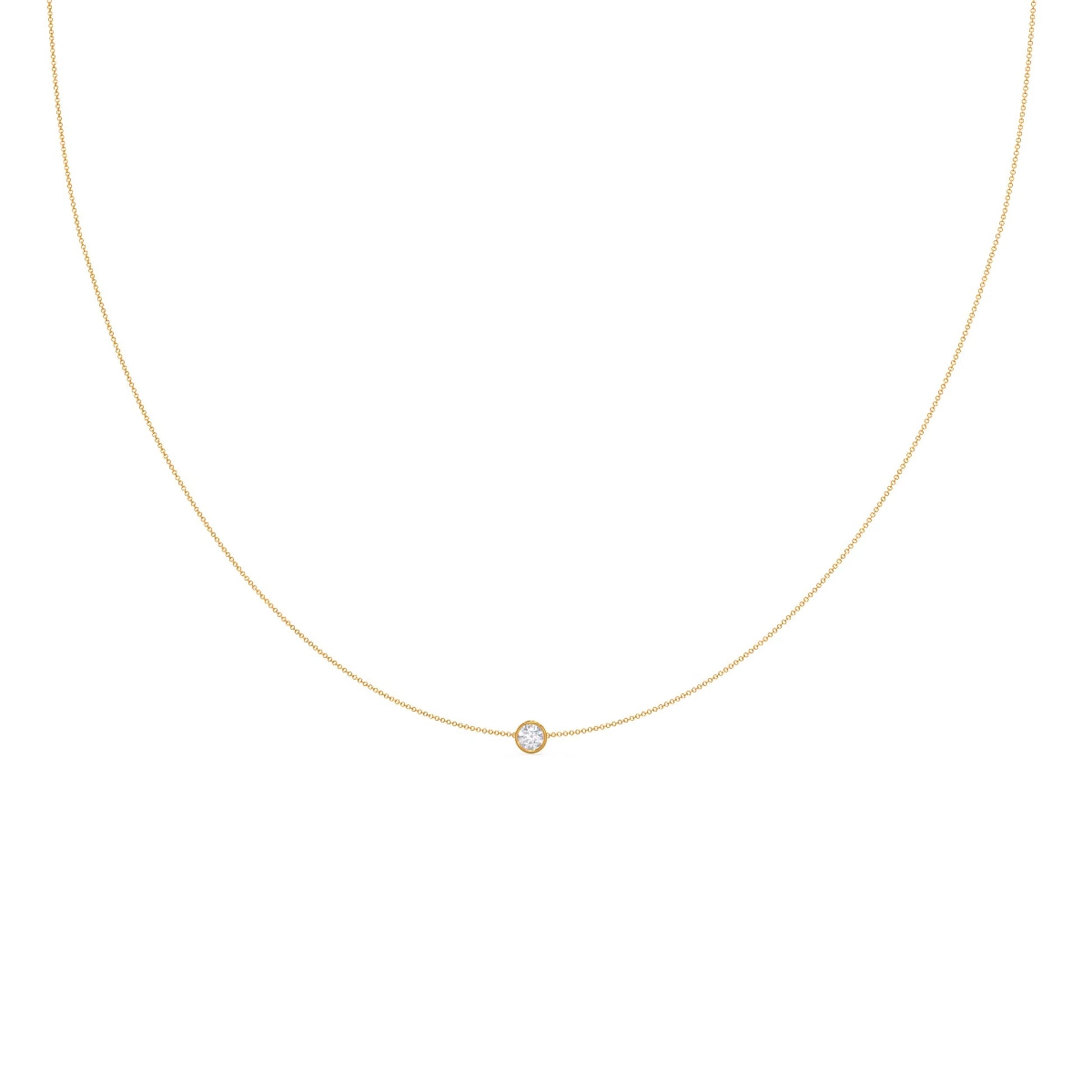 0.10 CT Round Moissanite Diamond Bezel Pendant Necklace in Solid Gold 4