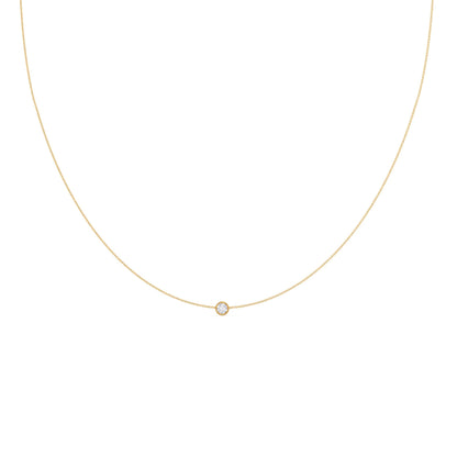 0.10 CT Round Moissanite Diamond Bezel Pendant Necklace in Solid Gold 4