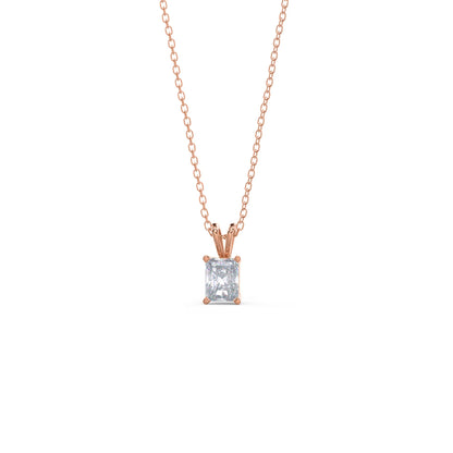 1.0 CT Radiant Cut Moissanite Diamond Solitaire Pendant Necklace in Solid Gold 6