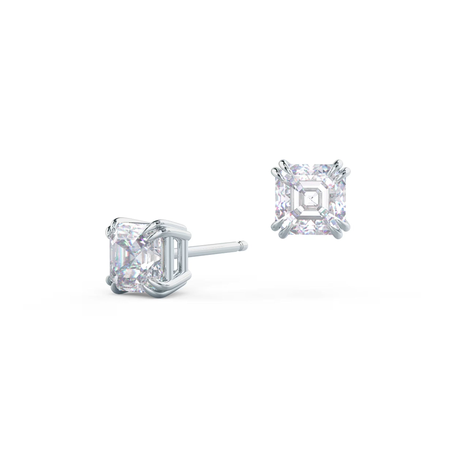 1.50 TCW Asscher Shape Moissanite Stud Earrings in Gold 6
