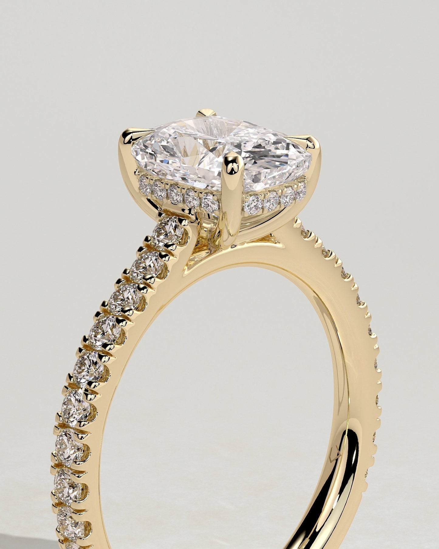 Round Halo, Pave & Split Shank Engagement Ring – 1.93 CT Lab Grown Diamond