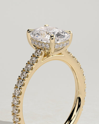 Round Halo, Pave & Split Shank Engagement Ring – 1.93 CT Lab Grown Diamond