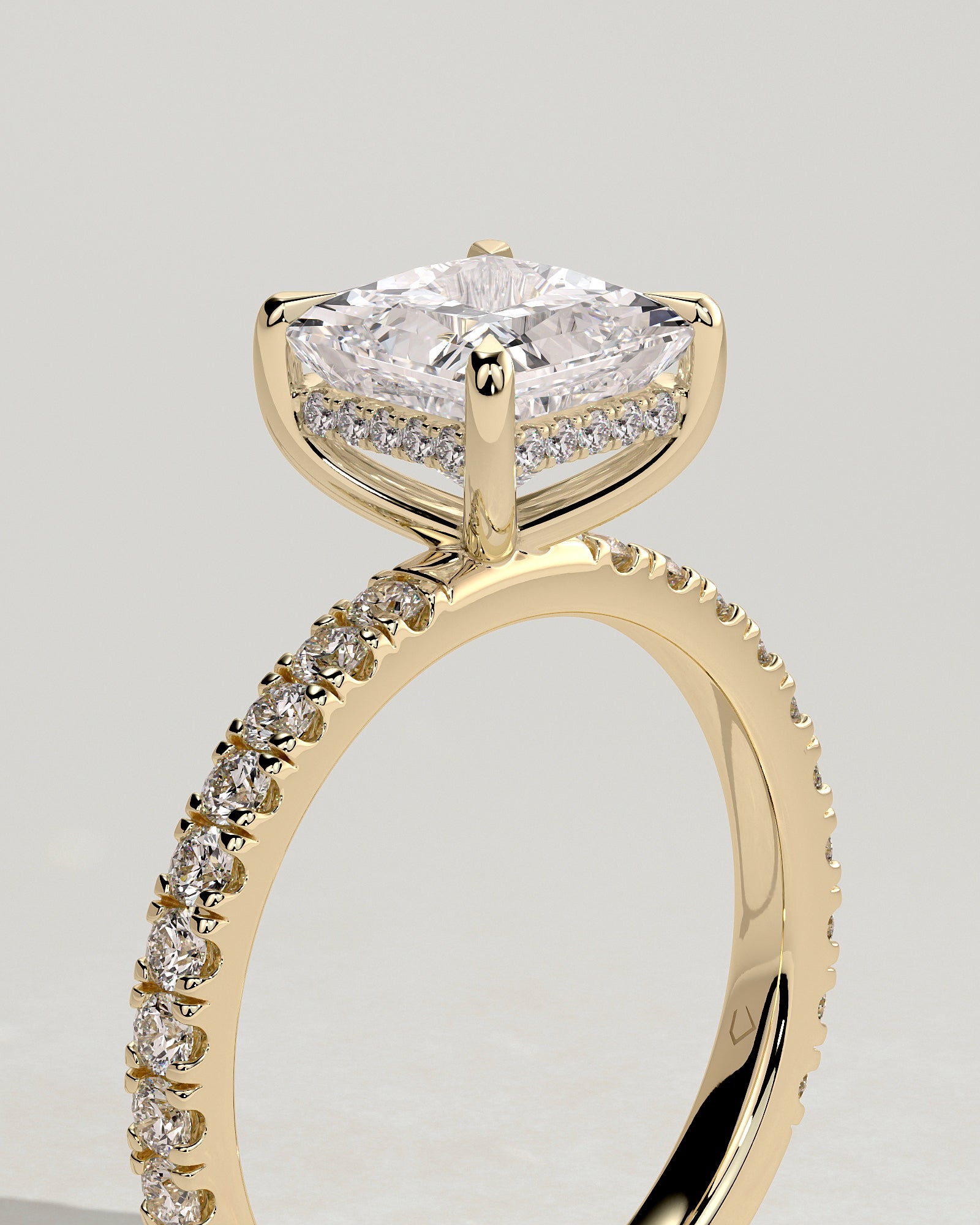 Round Halo, Pave & Split Shank Engagement Ring – 1.93 CT Lab Grown Diamond