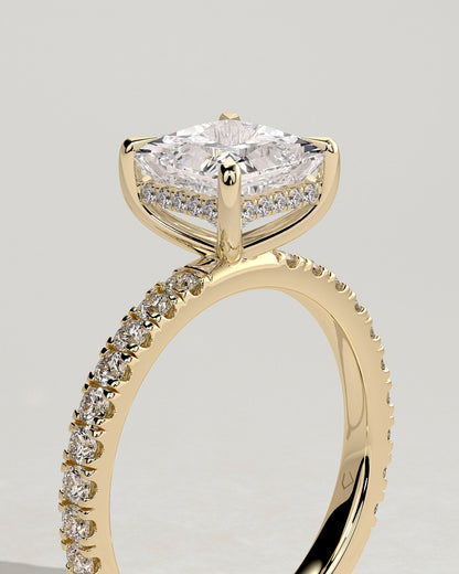 Round Halo, Pave & Split Shank Engagement Ring – 1.93 CT Lab Grown Diamond
