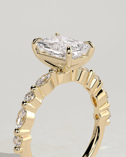 Round Halo, Pave & Split Shank Engagement Ring – 1.93 CT Lab Grown Diamond