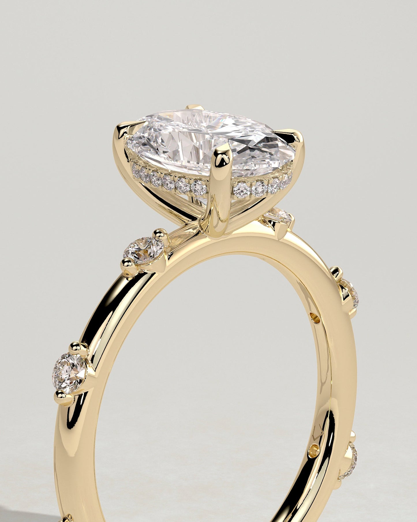 Round Halo, Pave & Split Shank Engagement Ring – 1.93 CT Lab Grown Diamond