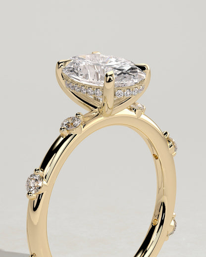 Round Halo, Pave & Split Shank Engagement Ring – 1.93 CT Lab Grown Diamond