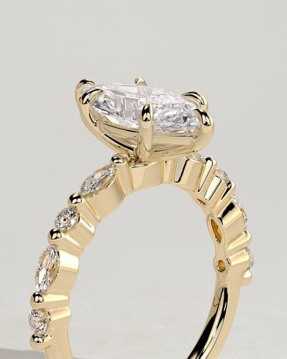 Round Halo, Pave & Split Shank Engagement Ring – 1.93 CT Lab Grown Diamond