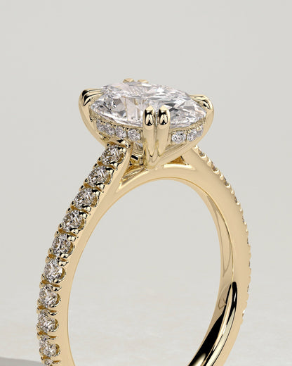 Round Halo, Pave & Split Shank Engagement Ring – 1.93 CT Lab Grown Diamond
