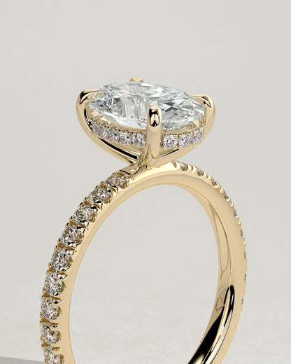 Round Halo, Pave & Split Shank Engagement Ring – 1.93 CT Lab Grown Diamond