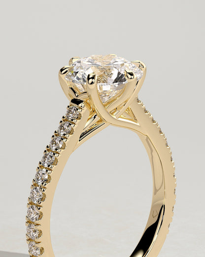 Round Halo, Pave & Split Shank Engagement Ring – 1.93 CT Lab Grown Diamond
