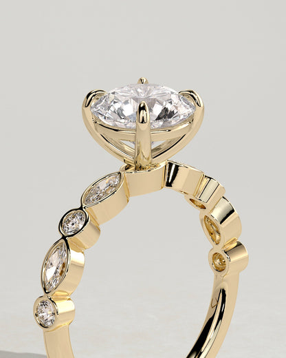 Round Halo, Pave & Split Shank Engagement Ring – 1.93 CT Lab Grown Diamond