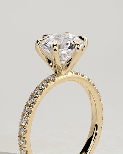 Round Halo, Pave & Split Shank Engagement Ring – 1.93 CT Lab Grown Diamond