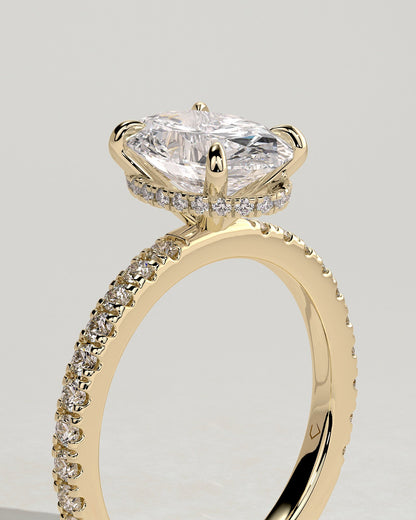 Round Halo, Pave & Split Shank Engagement Ring – 1.93 CT Lab Grown Diamond