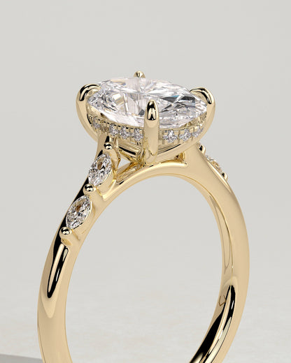 Round Halo, Pave & Split Shank Engagement Ring – 1.93 CT Lab Grown Diamond