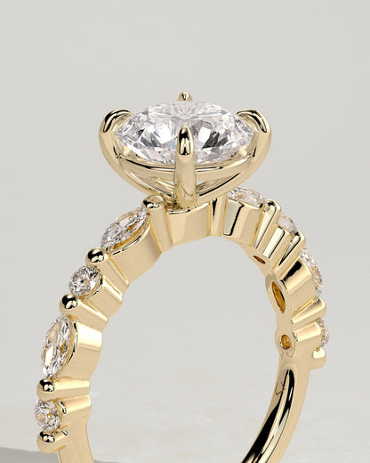 Round Halo, Pave & Split Shank Engagement Ring – 1.93 CT Lab Grown Diamond