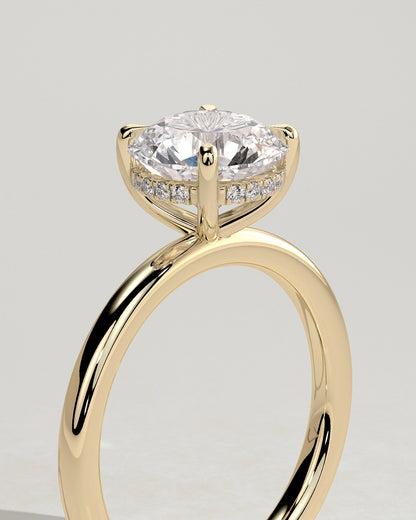 Round Halo, Pave & Split Shank Engagement Ring – 1.93 CT Lab Grown Diamond