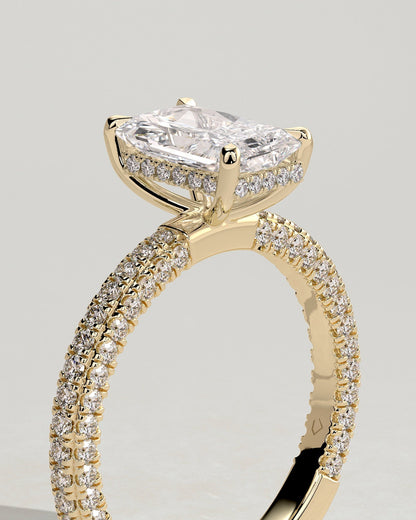 Round Halo, Pave & Split Shank Engagement Ring – 1.93 CT Lab Grown Diamond