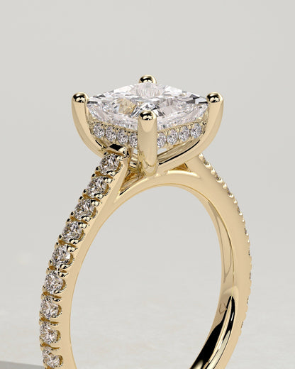Round Halo, Pave & Split Shank Engagement Ring – 1.93 CT Lab Grown Diamond