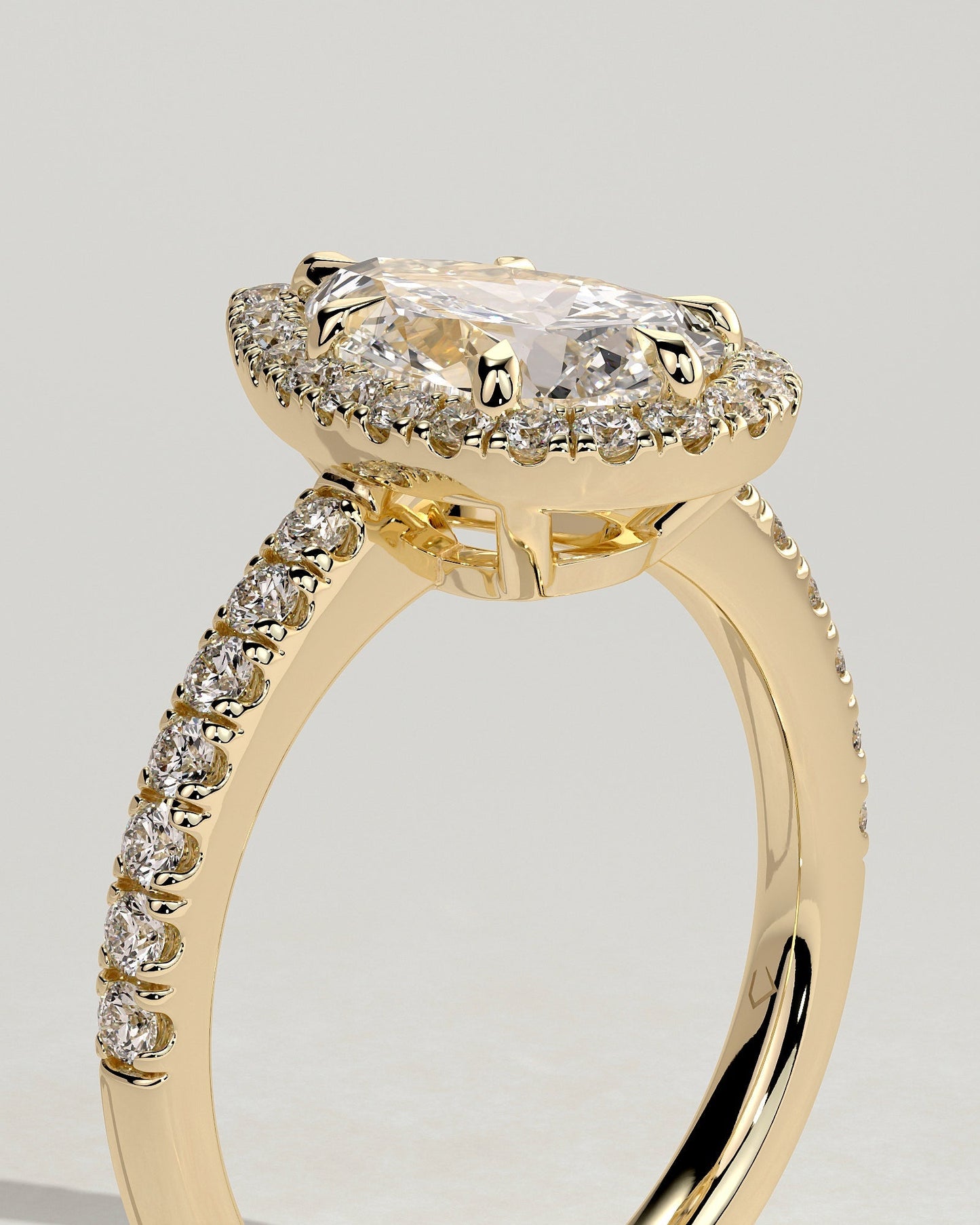 Round Halo, Pave & Split Shank Engagement Ring – 1.93 CT Lab Grown Diamond