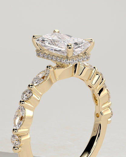 Round Halo, Pave & Split Shank Engagement Ring – 1.93 CT Lab Grown Diamond