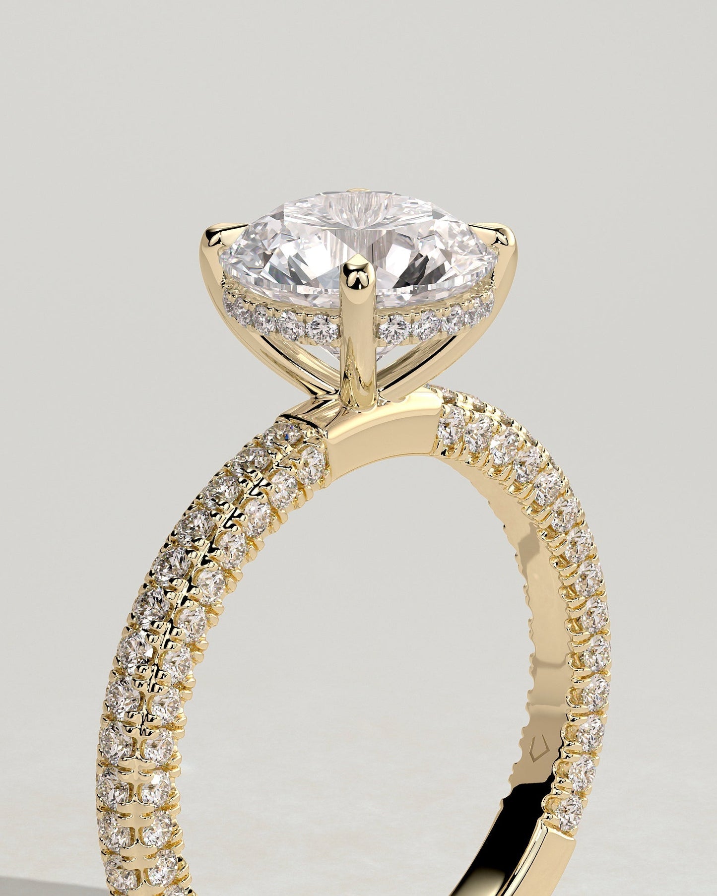 Round Halo, Pave & Split Shank Engagement Ring – 1.93 CT Lab Grown Diamond