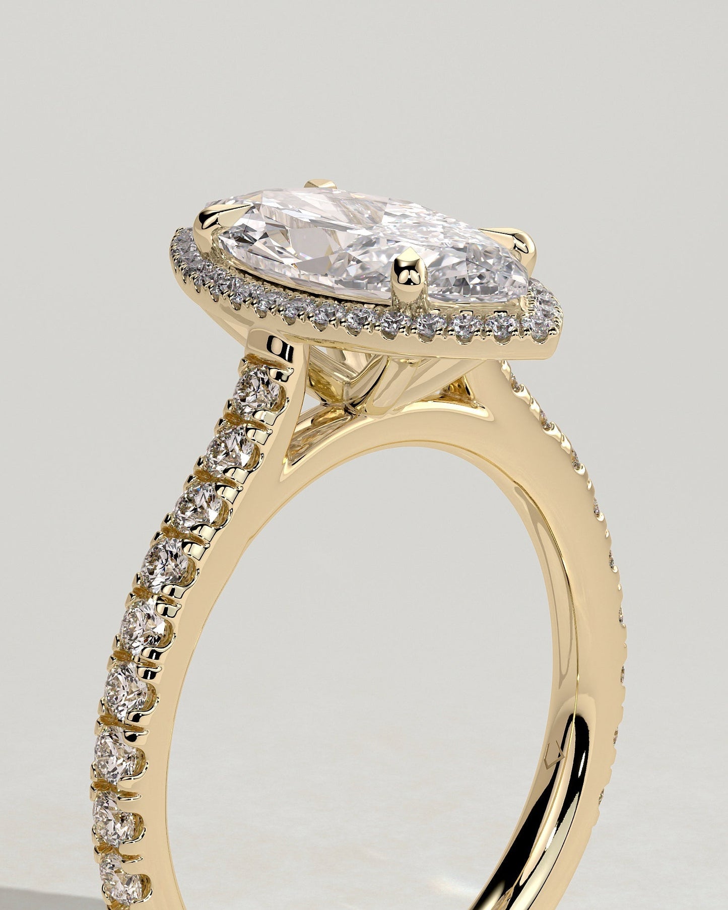 Round Halo, Pave & Split Shank Engagement Ring – 1.93 CT Lab Grown Diamond