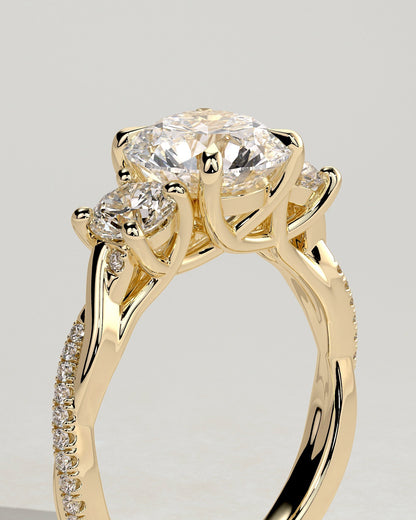 Round Halo, Pave & Split Shank Engagement Ring – 1.93 CT Lab Grown Diamond