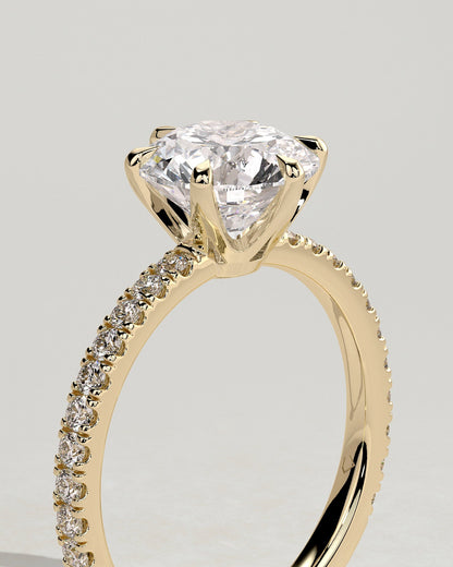 Round Halo, Pave & Split Shank Engagement Ring – 1.93 CT Lab Grown Diamond