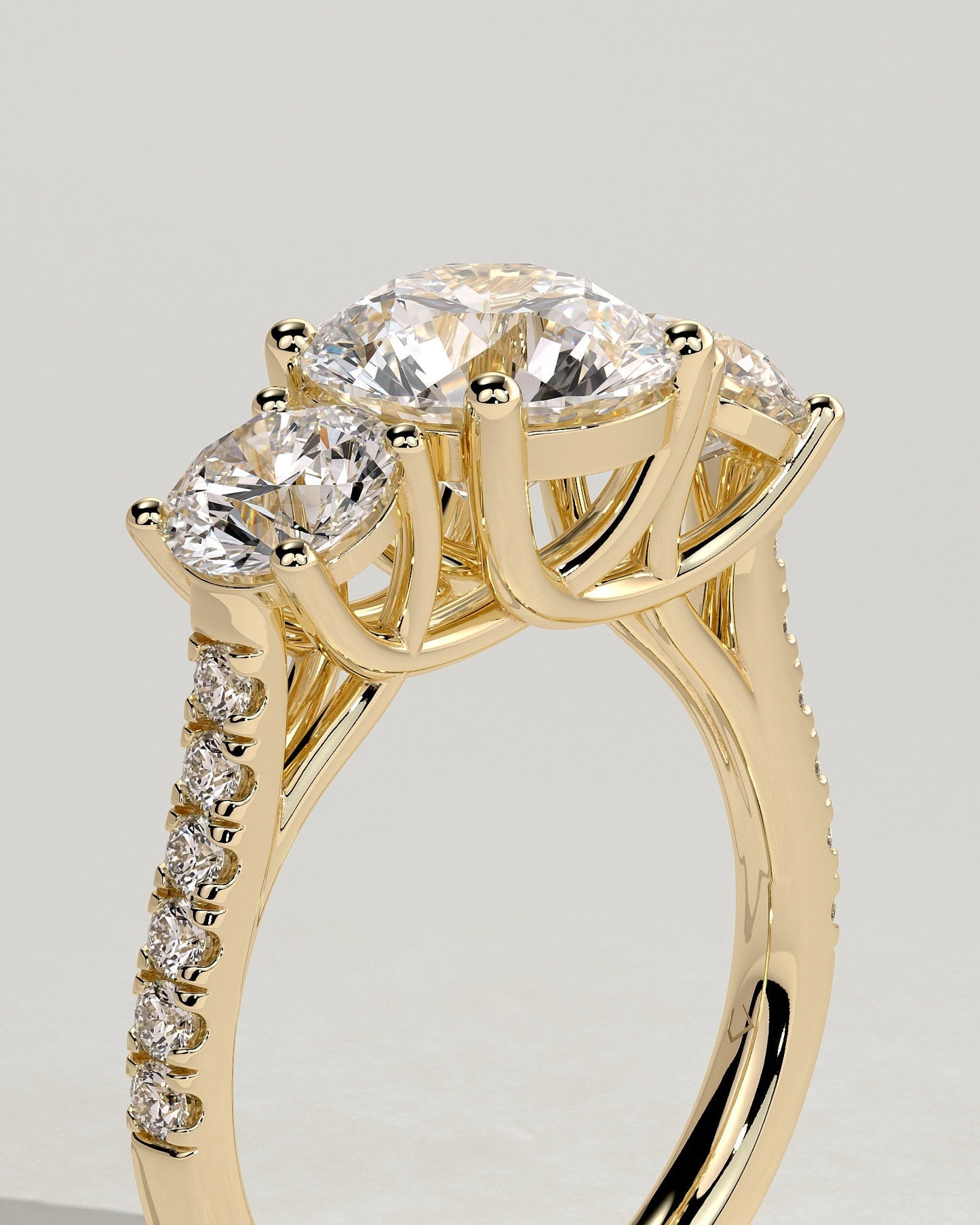 Round Halo, Pave & Split Shank Engagement Ring – 1.93 CT Lab Grown Diamond