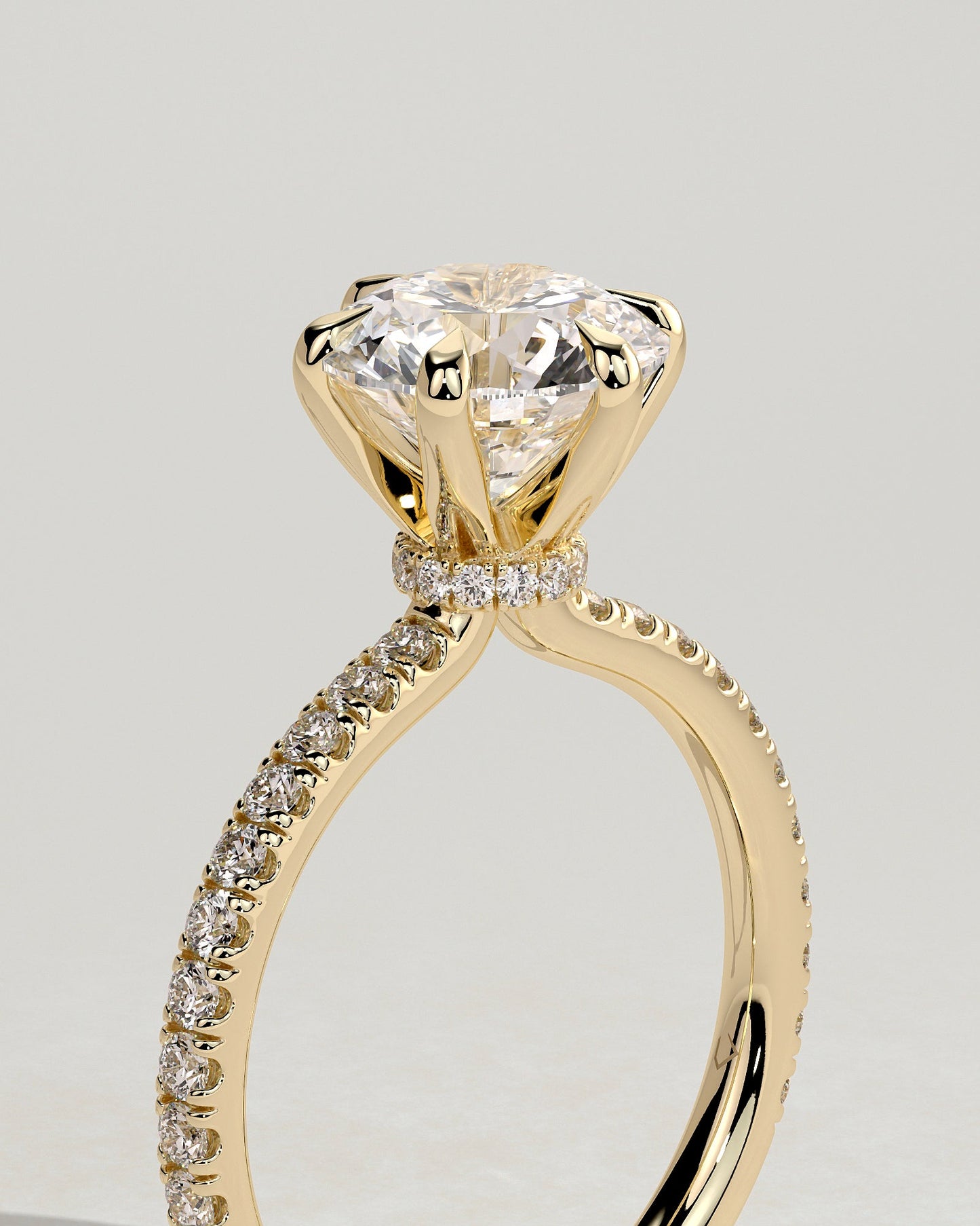 Round Halo, Pave & Split Shank Engagement Ring – 1.93 CT Lab Grown Diamond