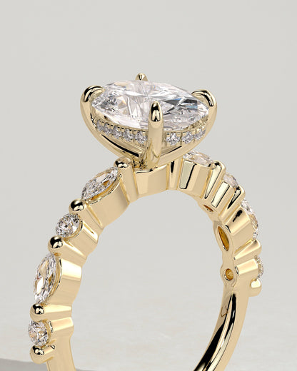 Round Halo, Pave & Split Shank Engagement Ring – 1.93 CT Lab Grown Diamond