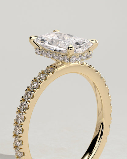 Round Halo, Pave & Split Shank Engagement Ring – 1.93 CT Lab Grown Diamond