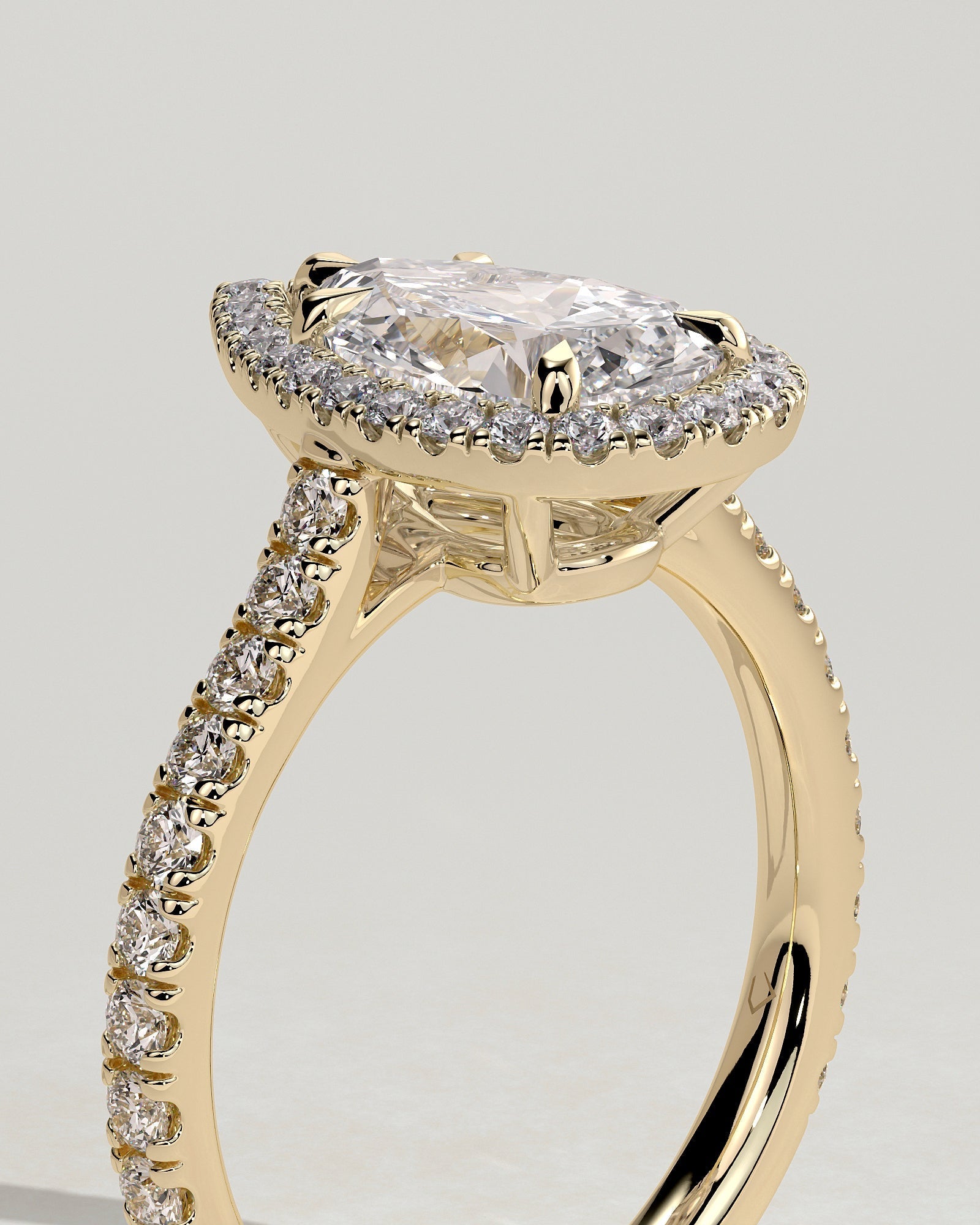Round Halo, Pave & Split Shank Engagement Ring – 1.93 CT Lab Grown Diamond