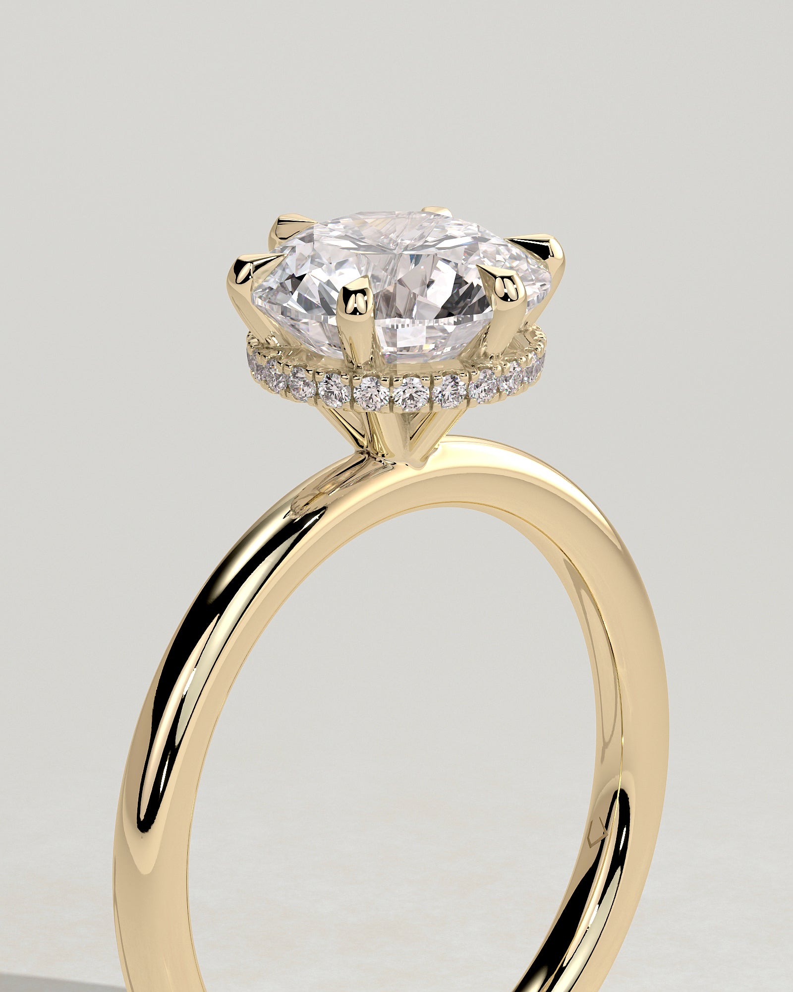Round Halo, Pave & Split Shank Engagement Ring – 1.93 CT Lab Grown Diamond
